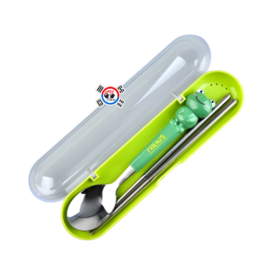 Kit Cubiertos Coreanos de Acero Inoxidable – Diseño Cute & Funcional (Ranita)