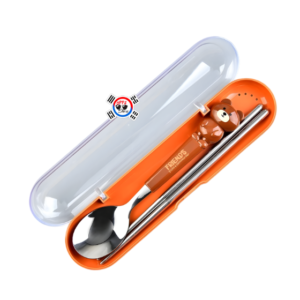 Kit Cubiertos Coreanos de Acero Inoxidable – Diseño Cute & Funcional (Osito)