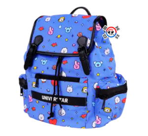 Mochila BT21 Universtar Azul Multiestampada 12x26x15 cm