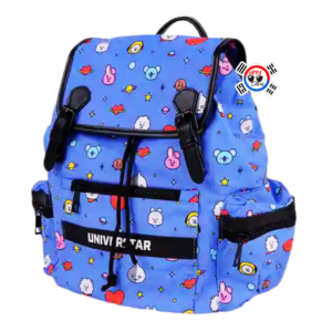 Mochila BT21 Universtar Azul Multiestampada 12x26x15 cm
