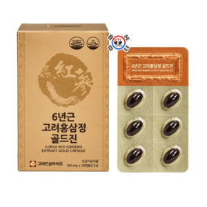 Cápsulas de Extracto de Ginseng Rojo Coreano Gold 6 Años – 24 Cápsulas x 500 mg